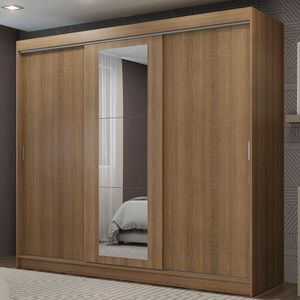 Guarda-roupa 3 Portas de Correr com Espelho 3 Gavetas Madesa