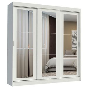 Guarda-roupa 3 Portas de Correr de Espelho 3 Gavetas Madesa