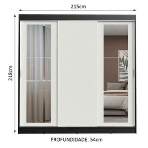 Guarda-roupa Casal 3 Portas de Correr com Espelhos