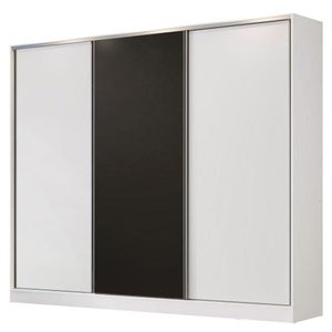 Guarda Roupa Casal Madesa 3 Portas de Correr Branco e Preto