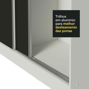 Guarda Roupa Casal Madesa 3 Portas de Correr Branco e Preto