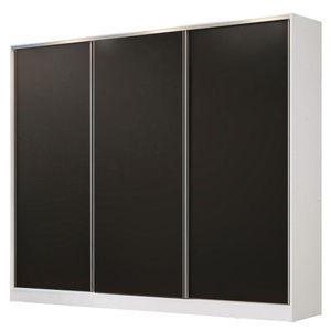 Guarda Roupa Casal Madesa 3 Portas de Correr Branco e Preto