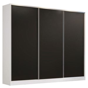 Guarda Roupa Casal Madesa 3 Portas de Correr Branco e Preto