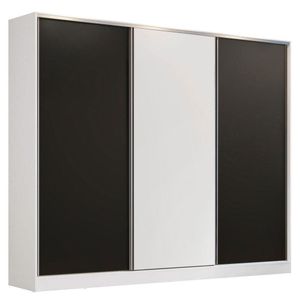 Guarda Roupa Casal Madesa 3 Portas de Correr Branco e Preto