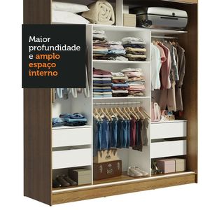 Guarda-roupa Madesa Reno 3 Porta Correr Espelho Rustic Cinza