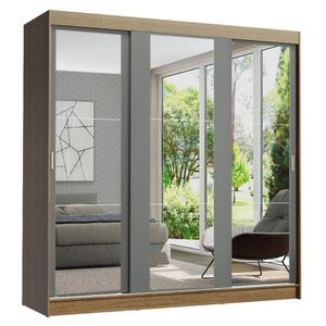 Guarda-roupa Madesa Reno 3 Porta Correr Espelho Rustic Cinza