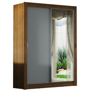 Guarda-roupa Solteiro 2 Portas Com Espelho Rustic/Cinza