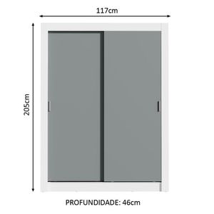 Guarda-roupa Solteiro 2 Portas Branco/Cinza