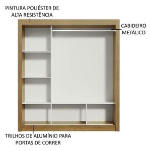 Guarda-roupa Casal Mônaco 3 Portas De Correr Rustic/Cinza