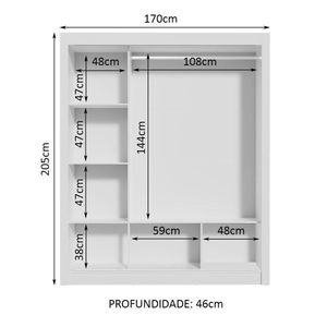 Guarda-roupa Casal 3 Portas Com Espelhos Branco/Cinza