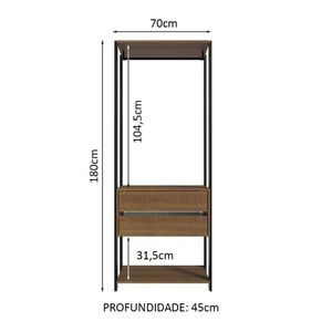 Closet Aberto Guarda-roupa 2 Gavetas 70cm Madesa