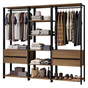 Guarda-roupa Closet Modulado Valencia 4 Gavetas 199cm Rustic/preto Madesa 02 Rustic/preto