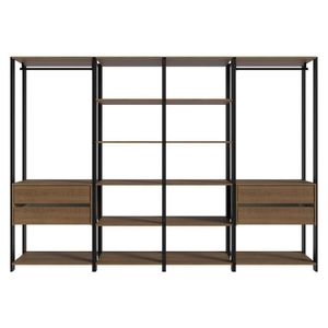 Guarda-roupa Closet Modulado Valencia 4 Gavetas 258cm Rustic/preto Madesa 02 Rustic/preto