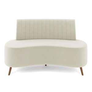 Sofá Living Decorativo 2 Lugares 1,35m Katara Bege Claro Veludo G33 - Gran Belo