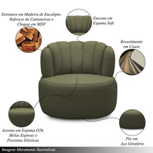 Kit 2 Poltronas Decorativas Mariele Sala De Estar Base Giratória Em Aço Couro Fendi G88 - Gran Belo