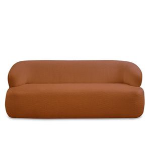 Conjunto Charlote 1 Poltrona Namoradeira 150cm 1 Poltrona Base Giratória Aço Puff Bouclê Terracota