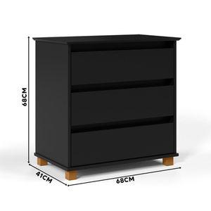 Cômoda Pequena 3 Gavetas Mini Cômoda Ej Móveis Preto