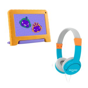 Combo Kids - Tablet Infantil com Wi-fi 32GB Tela 7 Pol Preto Mirage e Headphone Multilaser Kids Happy Azul - PH377K