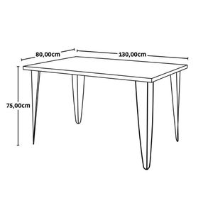 Conjunto Mesa De Jantar Retangular Hairpin Natural 130x80cm Com 6 Cadeiras Allegra - Preto