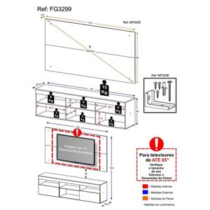 Rack Suspenso Com Painel Para Tv Até 65´´ Fg3299 Madeirado