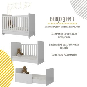 Berço Americano 3 Em 1 Com Armário E Balcão Multimóveis Mp4214 Branco Branco