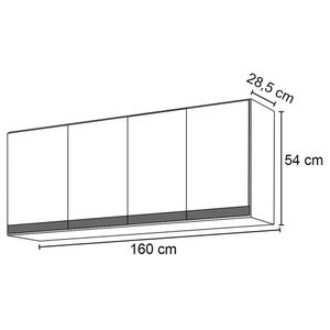 Armário Aéreo 160cm 4 Portas Nevada Branco - Lumil Móveis