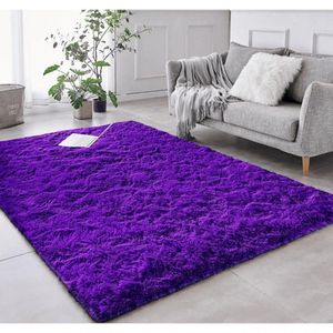 Tapete Sala Felpudo Peludo Roxo 120 X 200 Cm