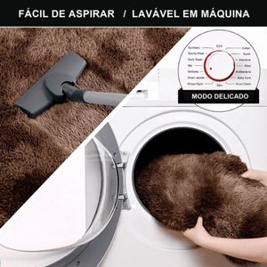 Tapete Sala Felpudo Peludo Mesclado Marrom 200 X 200 Cm