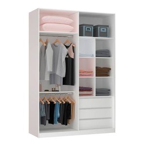 Guarda Roupa 159,2cm 3 Gavetas Maleiro E Nichos Branco