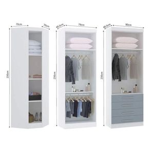 Guarda Roupa Modulado Diagonal 3 Pçs - 5 Pts E 4 Gavetas