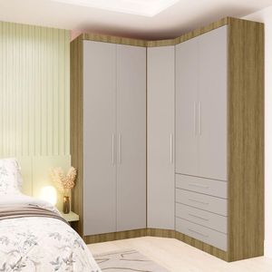 Guarda Roupa Modulado Canto 5 Pts 4 Gavetas Avelã/Cinammon