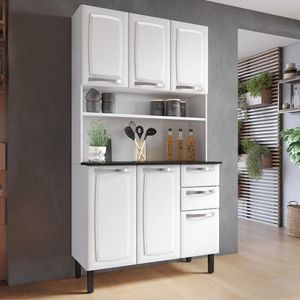 Armário De Cozinha Aço Compacto 105cm 6 Portas 2 Gavetas Itatiaia Pratika Branco