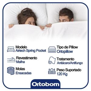 Cama Box Baú Casal Bipartido Colchão Ortobom 138x188x69 Bege