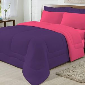 Edredom Dupla Face 100% Algodão Malha Casal Gran Moratta 01 Peça - Pink- Roxo
