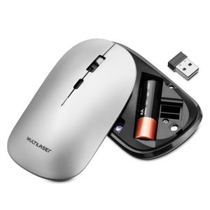Mouse Sem Fio Bt+2.4Ghz 1600dpi Cinza Pilha Inclusa Multilaser - MO332