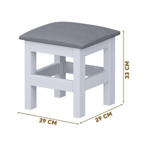 Banquinho De Madeira Para Criança 2 Unidades Branco Com Estofado Cinza Viomi Jm Móveis