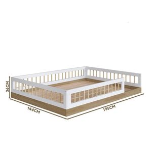 Cama Infantojuvenil De Chão Casal Com Colchão Aveiro Oak Branco Fada Completa Móveis