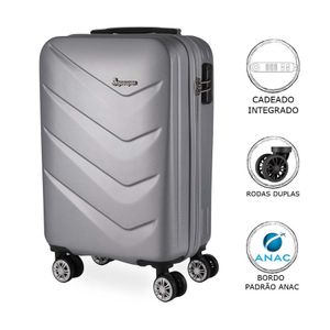 Mala De Bordo Abs Gosuper Oslo Cadeado Integrado Rodas Giro 360° Prata P
