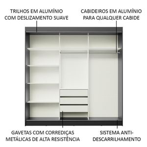 Guarda-roupa Casal Kansas 3 Portas Espelho