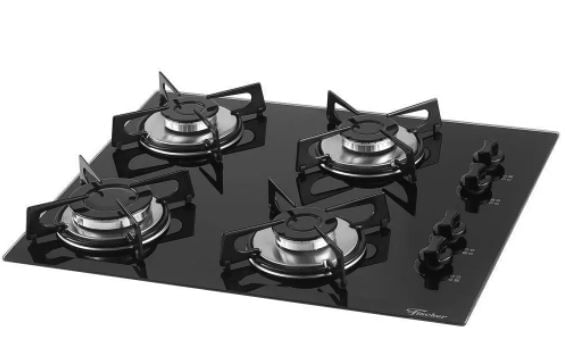 Cooktop Fischer 4 Bocas Vidro Temperado Preto 1519 Bivolt