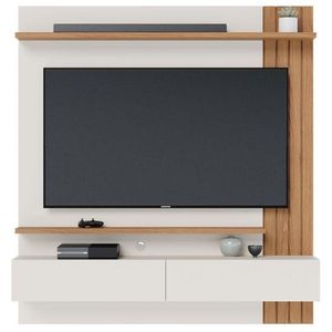 Painel Para Tv Home Suspenso Ambiente Juriti 1.5 Off White Matte Freijó - Colibri