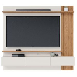 Painel Para Tv Home Suspenso Juriti 1.8 Off White Matte Freijó - Colibri