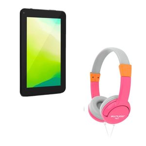Combo Kids - Tablet 7 Pol Android 11 Preto Mirage e Headphone Multilaser Kids Happy Rosa - PH3781K