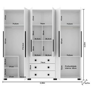 Guarda Roupa Casal Ambiente B23063 Branco - Araplac