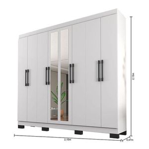 Guarda Roupa Casal Ambiente B2348 Branco Com Espelho - Araplac