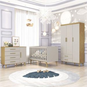 Quarto De Bebê Ambiente Ludmila Off White Bétula - Carolina Baby