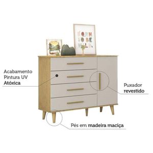 Cômoda Infantil Ambiente Ludmila Off White Bétula - Carolina Baby