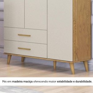Guarda Roupa Infantil Ambiente Ludmila Off White Bétula - Carolina Baby