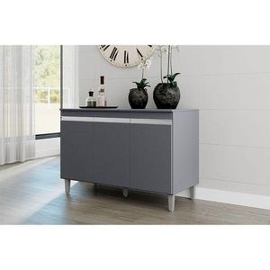 Balcão De Cozinha Ambiente Manu Com Tampo 120 Cm Cinza Fosco - Ajl