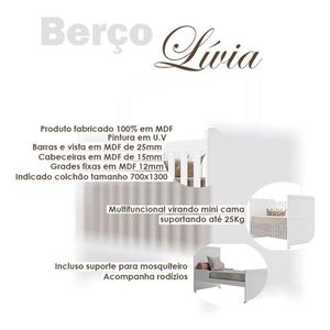 Berço Americano E Cômoda Infantil Lívia Branco Brilho - Canaã